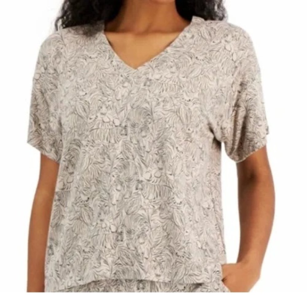 Alfani Oversized Tiger Print Loungewear Top Sz XL